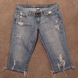 Abercrombie and Fitch distressed long knee shorts